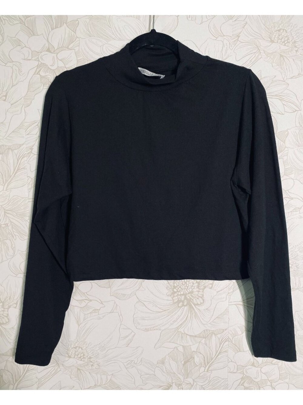 Rebdolls Black Long Sleeve Mock Turtleneck Crop Top 1X Womens Stretchy Lightweig